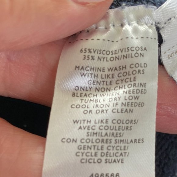 Loft Oversized Navy with White Flecks Coastal Knit Turtleneck Sweater Size S - Picture 5 of 11